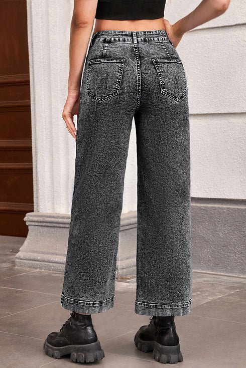 Patch Pocket Straight Leg Loose Fit Jeans